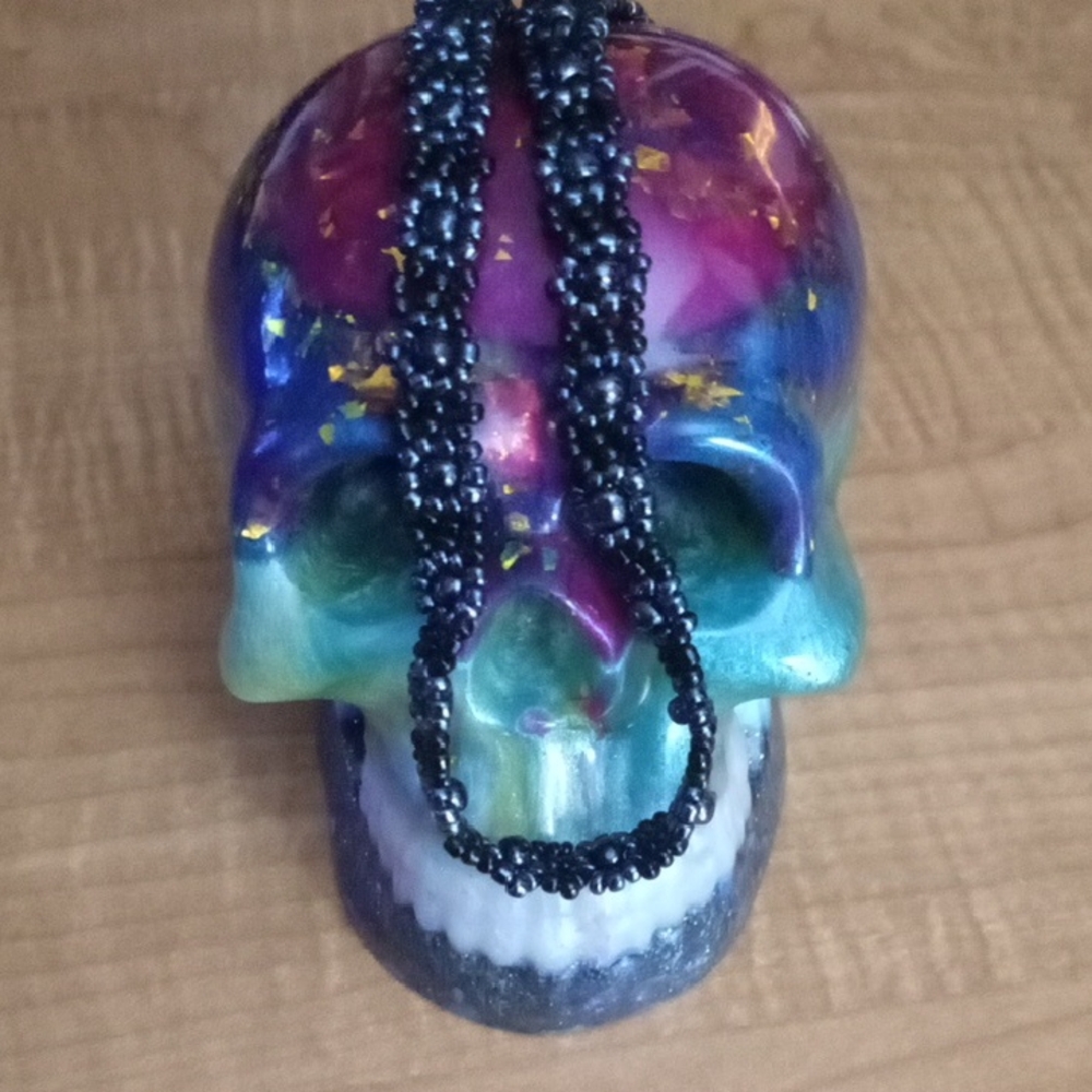 Multicolor Skull Decor with Beaded Necklace( Skull Not Included) Gifted